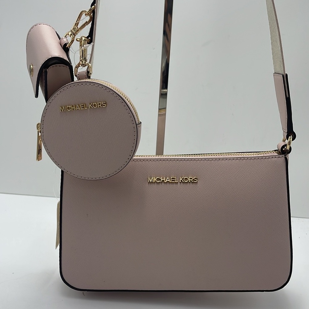 MICHAEL KORS Jet Set Saffiano Leather Crossbody Bag with Case for Apple AirPods - Picture 8 of 16